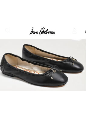 Sam Edelman Minimalist Black Leather Ballet Flats Cushion Comfort 8W MSRP $125